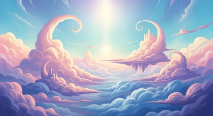 Surreal dreamy clouds background, pastel artistic fantasy styles