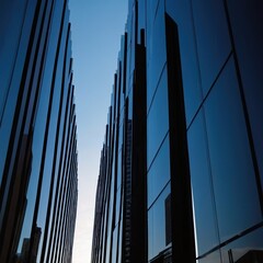 Minimalist black transitioning to deep blue with narrow glass rays. Sleek, sharp, and futuristic aesthetic. Vertical, narrow glass-like rays create a sleek and sharp appearance. 4
