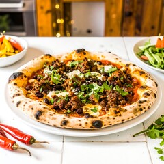 Delicious pizza with savory toppings