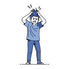 Frustration: A person in a state of distress, tearing at their hair in a visual portrayal of vexation, showcasing the raw emotion of displeasure and upset.