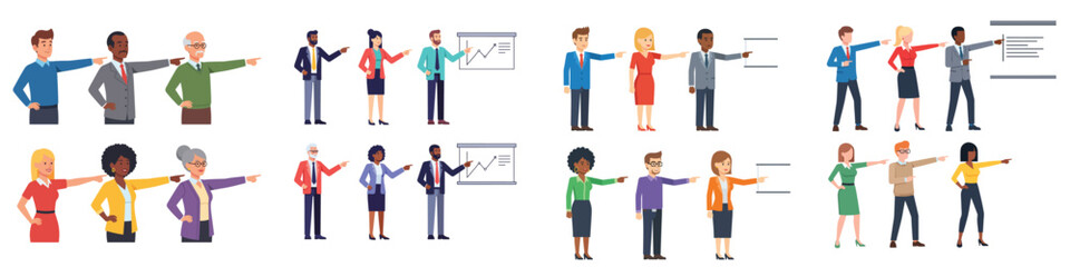 Business People Pointing Finger Character Set