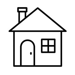House with chimney drawing outline, transparent background 