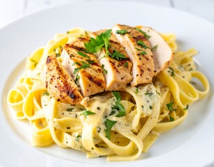 Grilled chicken with fettuccine alfredo