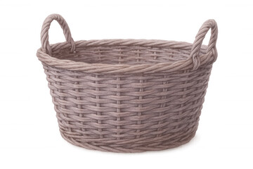 Obraz premium Woven laundry basket with two handles isolated on transparent background, perfect for storage and home organization