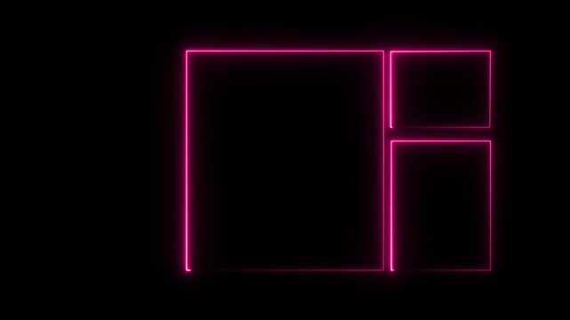 Neon box app icon default icon glowing black background animation, 4k video