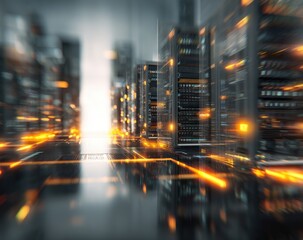 Futuristic server room, glowing network infrastructure