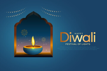 happy diwali festival of lights. creative vector illustration design.