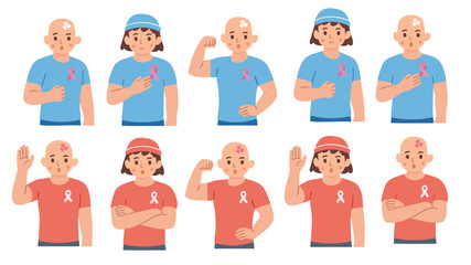 character survivors group wearing pink ribbon awareness shirts