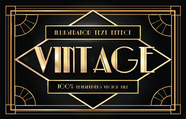 luxury vintage frame art deco style font editable text	

