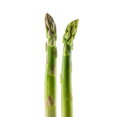 Naklejka premium Two fresh green asparagus spears isolated on transparent background, a healthy and delicious vegetable