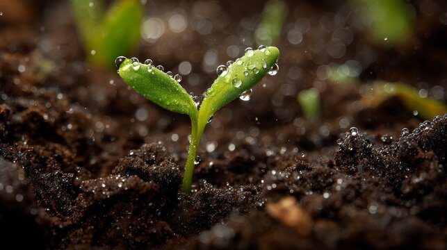 Closeup of New Life Emerging from Earth in a Minimalist Natural Environment