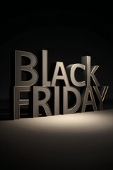 Luxury 3d black friday text with gold edges on dark elegant background Generative AI