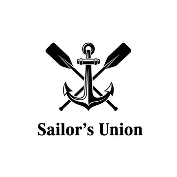 Black and white logo of Sailor's Union featuring an anchor and crossed oars.
