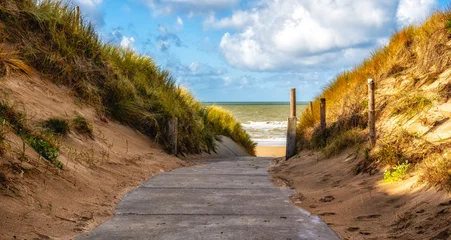 Tableau sur toile Mer du Nord Sandy dunes access coast to sea beach  © atosan