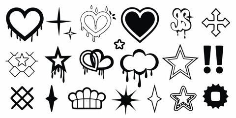 Dripping Hearts Stars and Symbols Collection cross
