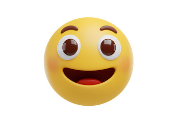 3D Render of a Happy Yellow Emoji isolated on transparent background