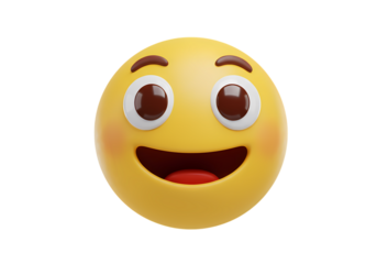 3D Render of a Happy Yellow Emoji isolated on transparent background