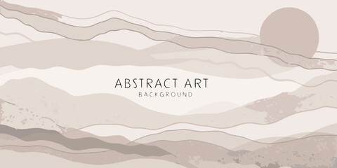 Minimalist Abstract Landscape in Beige and Brown Hues