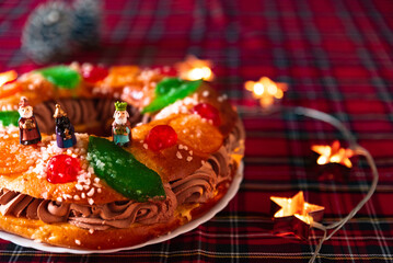 Traditional Rosca de Reyes Cake with Candied Fruit