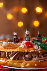Roscon de Reyes Cake with Three Kings Figures