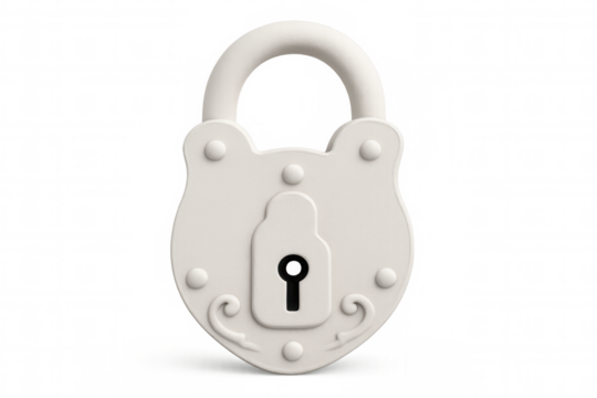 White padlock securing digital privacy, symbolizing cybersecurity protection against online threats on transparent backdrop