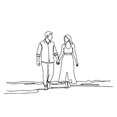 man and woman walking