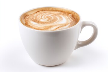 Creamy cappuccino in a white mug