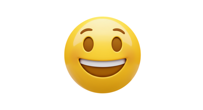 Smiling Yellow Emoji Happy Face Icon for Positive Communication isolated on transparent background