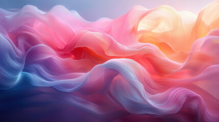 Obraz premium A symphony of pastel hues, swirling and intertwining in an abstract composition reminiscent of Japanese art, evoking a sense of tranquility and serenity 