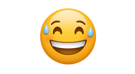 Laughing Emoji Tears of Joy Digital Emotion Icon Happy Face Positive Expression isolated on transparent background