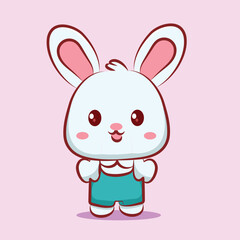 Cute Chibi Bunny Wearing Hat – Kawaii Rabbit Illustration