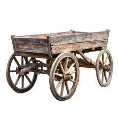 Fototapeta premium Vintage Wooden Horse Cart on White Background for Graphic Designs