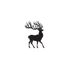 Fototapeta premium black silhouette vector of a graceful deer.