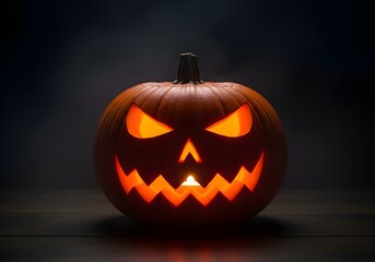 Halloween Jack-o'-Lantern Showcase in Dimly Lit Room