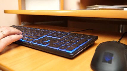 Hands working on laptop with keyboard and mouse on wooden desk, concept of technology, internet, digital work, communication and modern lifestyle. - Powered by Adobe