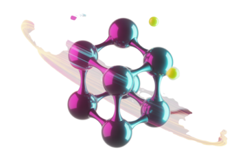 Dynamic Molecular Model with Glowing Connections, Angled Perspective