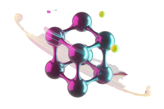 Dynamic Molecular Model with Glowing Connections, Angled Perspective