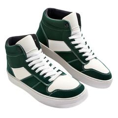Green and White Retro Style Sneakers - Athletic Shoes for Sporty Fashion