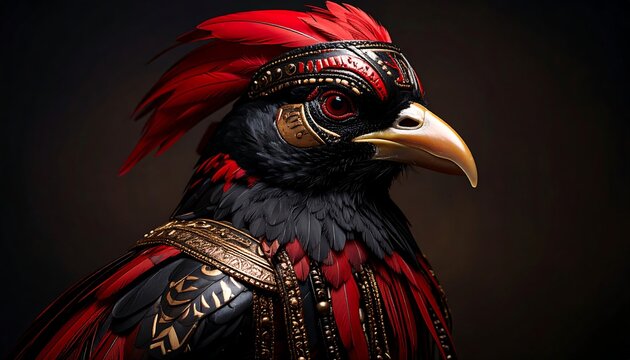 Fierce, ornate bird portrait