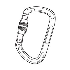black and white carabiner silhouette vector 
on a white background
