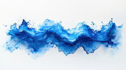 Obraz premium A translucent watercolor stain, a vibrant shade of blue, floats gracefully in a pristine white background, ready to be seamlessly integrated into any design or digital artwork 