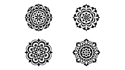 mandala flower illustration with decorative circular floral pattern icons
