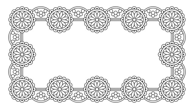 mandala rectangular frame illustration with ornamental circular border design
