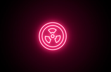 Neon nuclear radiation hazard symbol icon on black background. This design represent radioactive danger of nuclear energy sign. neon warning sign safety nuclear-content .