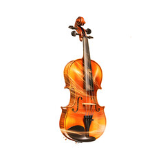 Elegant Violin at Center of Dancing Translucent Notes Glow