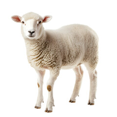 Fototapeta premium Young Sheep Standing Isolated on White Background - Professionally Captured Image