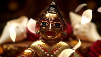 Golden Deity with Festive Decor.