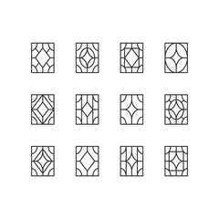 Art Deco seamless element in minimal linear style. Vector geometric shape with square. Modern graphic design elements.