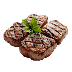 Sizzling Grilled Beef Set on White Background for Professional Food Photography