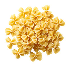 Heap of Uncooked Bow Tie Pasta Arranged Isolated: Culinary Background Concept